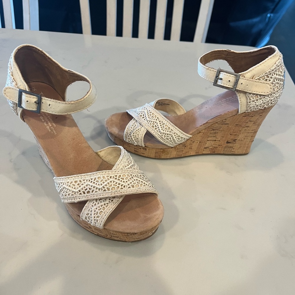 Cream Toms Wedges